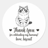 Aangepaste Ragdoll kat huwelijksgunststickers Ronde Sticker (Voorkant)