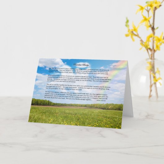 Aangepaste Rainbow Bridge Wenskaart, VROUW Dog Kaart (Gele Bloem)