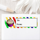 Aangepaste Rainbow Cupcake Gift Labels (Insitu)