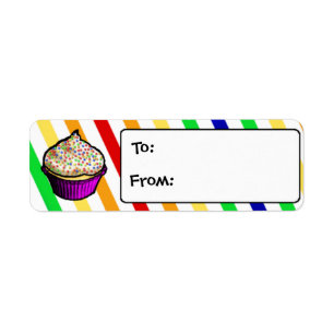 Aangepaste Rainbow Cupcake Gift Labels
