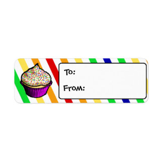 Aangepaste Rainbow Cupcake Gift Labels