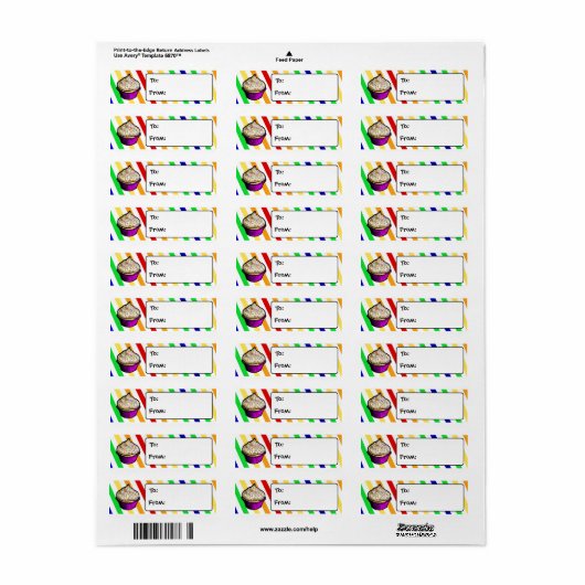 Aangepaste Rainbow Cupcake Gift Labels (Full Sheet)