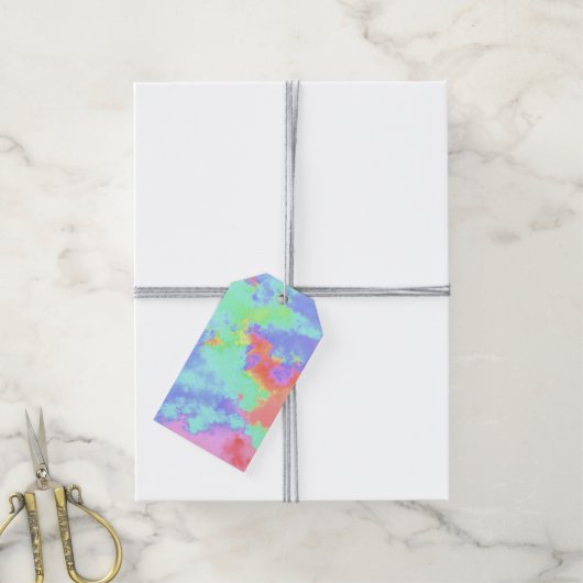 Aangepaste Rainbow Paint Splatter Effect Gift Labe Cadeaulabel (Met Touw)