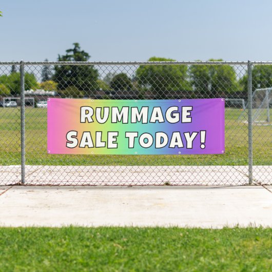 Aangepaste Rainbow Rummage Sale Banner (Insitu)