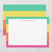 Aangepaste Rainbow Sherbet Color Block Stripe Bedankkaart (Voorkant / Achterkant)