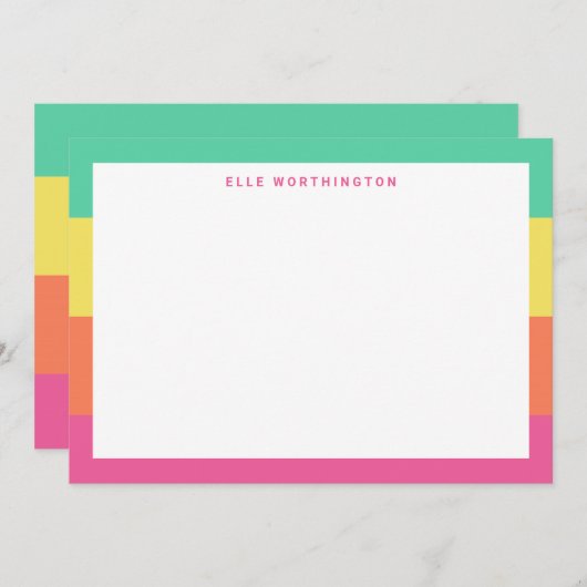 Aangepaste Rainbow Sherbet Color Block Stripe Bedankkaart (Voorkant / Achterkant)