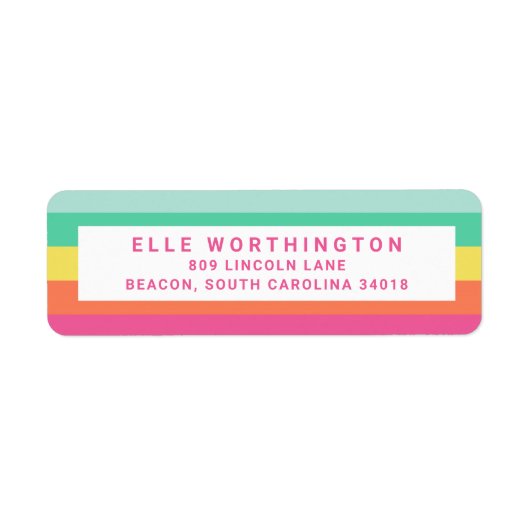 Aangepaste Rainbow Sherbet Color Block Stripe Etiket (Voorkant)