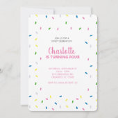Aangepaste Rainbow Sprinkle verjaardagsfeestje uit Kaart (Voorkant)