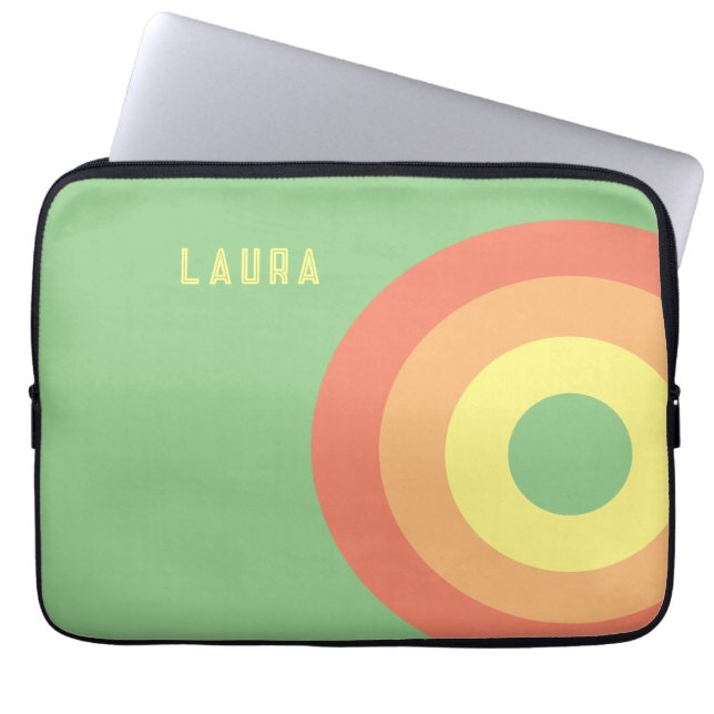 Aangepaste Rainbow Target Laptoptas – groen, perzi Laptop Sleeve (Voorkant)
