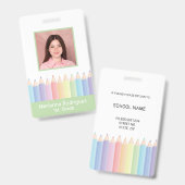 Aangepaste Rainbow Teacher Naam Foto-ID Badge (Voor- en achterkant)