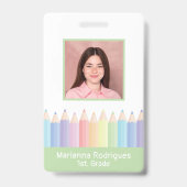 Aangepaste Rainbow Teacher Naam Foto-ID Badge (Voorkant)