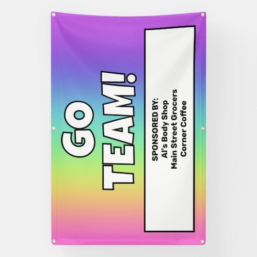 Aangepaste Rainbow Team-banner Spandoek (Verticaal)