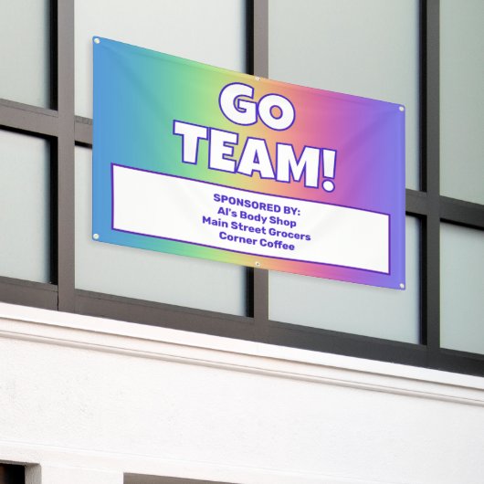 Aangepaste Rainbow Team-banner Spandoek (Buitenkant Gebouw)