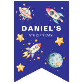 Aangepaste Raketschip Space-Theme Party Bunting Vlaggetjes (Tweede vlag)