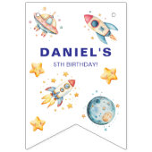 Aangepaste Raketschip Space-Theme Party Bunting Vlaggetjes (Eerste vlag)