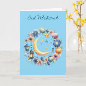 Aangepaste Ramadan Kareem & Eid Mubarak Groet  Kaart (Gele Bloem)