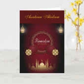 Aangepaste Ramadan Kareem- en Eid Mubarak-groet Kaart (Gele Bloem)