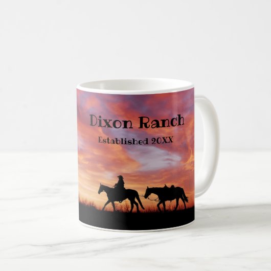 Aangepaste Ranch Cowboy Horse Westerne Sky Coffee  Koffiemok (Voorkant rechts)