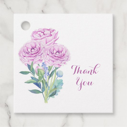 Aangepaste Ranunculus & Anemones Bruids Trouw Dank Bedankjes Labels (Voorkant)