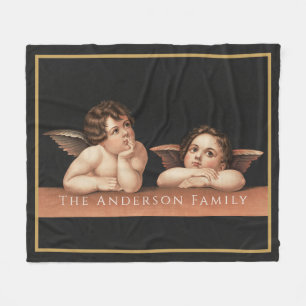 Aangepaste Raphael Cherub Vintage Renaissance Kuns Fleece Deken