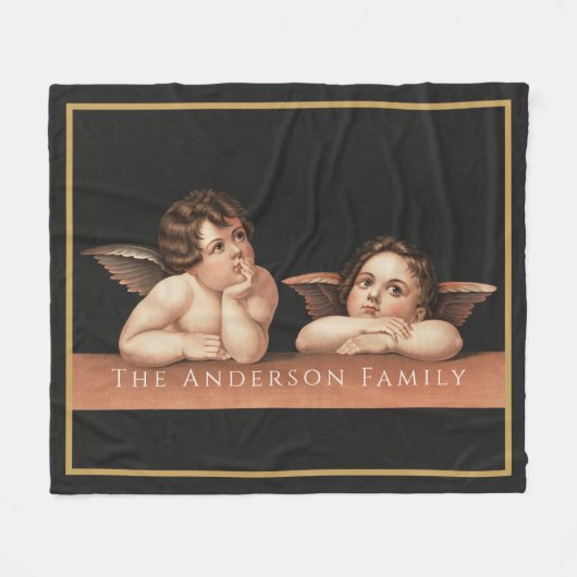 Aangepaste Raphael Cherub Vintage Renaissance Kuns Fleece Deken (Voorkant (Horizontaal))