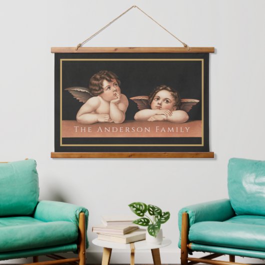 Aangepaste Raphael Cherub Vintage Renaissance Kuns Hangend Wandkleed (Woonkamer)