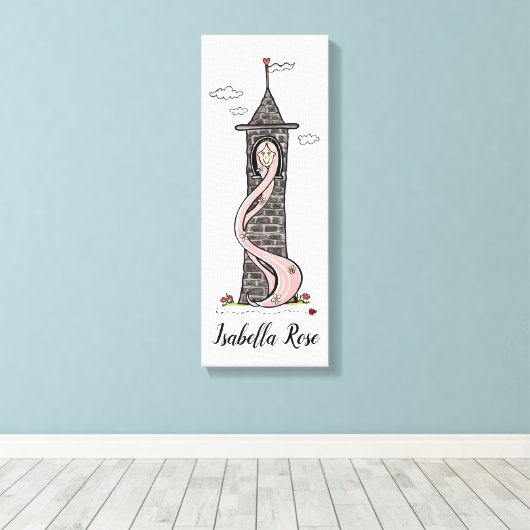 Aangepaste Rapunzel-prinses in tower Canvas Afdruk (Insitu (Houten vloer))