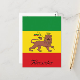 Aangepaste Rastafaire vlag van Ethiopië Lion Judah Briefkaart