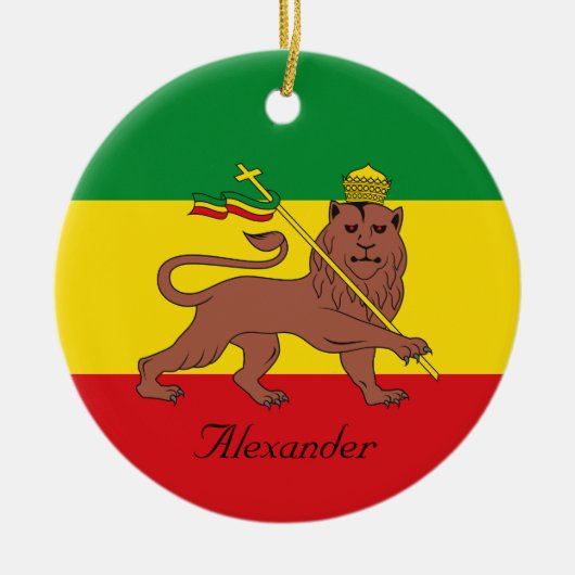 Aangepaste Rastafaire vlag van Ethiopië Lion Judah Keramisch Ornament (Voorkant)