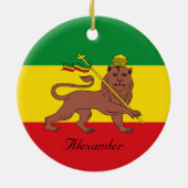 Aangepaste Rastafaire vlag van Ethiopië Lion Judah Keramisch Ornament (Achterkant)