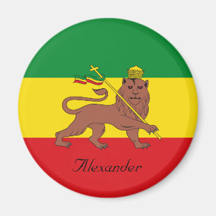 Aangepaste Rastafaire vlag van Ethiopië Lion Judah Magneet