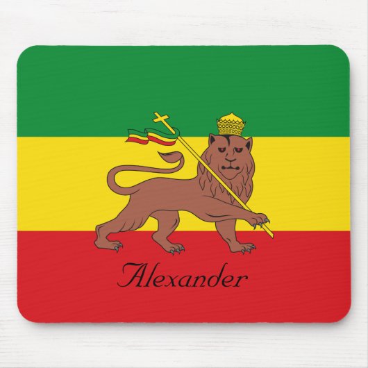 Aangepaste Rastafaire vlag van Ethiopië Lion Judah Muismat (Voorkant)