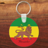 Aangepaste Rastafaire vlag van Ethiopië Lion Judah Sleutelhanger (Voorkant)