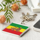 Aangepaste Rastafaire vlag van Ethiopië Lion Judah Sleutelhanger (Zijkant)
