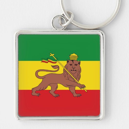 Aangepaste Rastafaire vlag van Ethiopië Lion Judah Sleutelhanger (Voorkant)