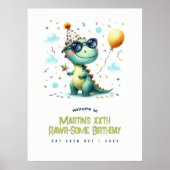 Aangepaste Rawr-some Dinosaurus Verjaardags Welkom Poster (Voorkant)