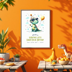 Aangepaste Rawr-some Dinosaurus Verjaardags Welkom Poster