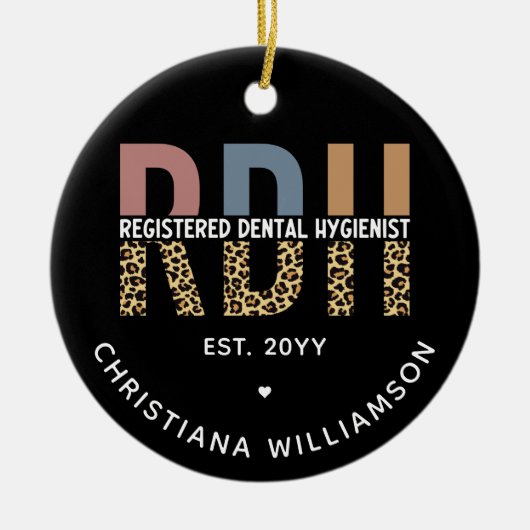 Aangepaste RDH-geregistreerde tandheelkundige cade Keramisch Ornament (Voorkant)