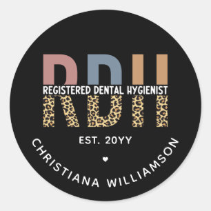 Aangepaste RDH-geregistreerde tandheelkundige cade Ronde Sticker