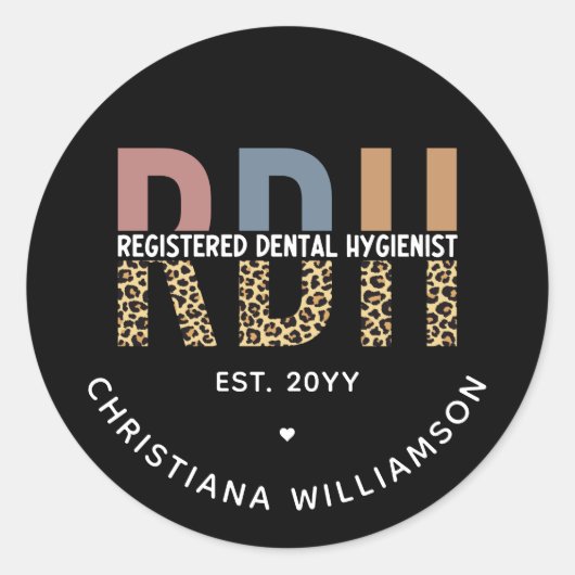 Aangepaste RDH-geregistreerde tandheelkundige cade Ronde Sticker (Voorkant)