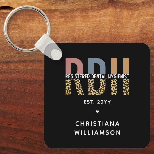 Aangepaste RDH-geregistreerde tandheelkundige cade Sleutelhanger (Voorkant)