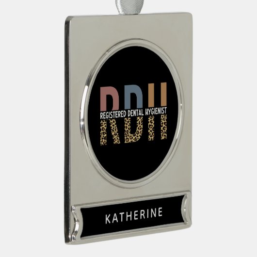 Aangepaste RDH-geregistreerde tandheelkundige cade Verzilverd Banner Ornament (Rechts)