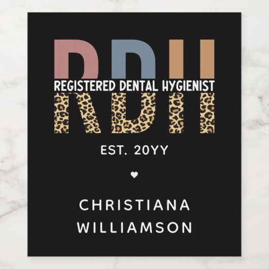 Aangepaste RDH-geregistreerde tandheelkundige cade Wijn Etiket (Enkel label)