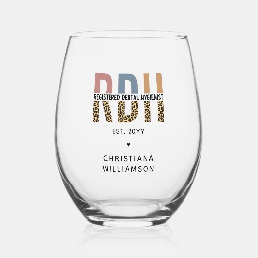 Aangepaste RDH-geregistreerde tandheelkundige cade Wijnglas Zonder Voet (Voorkant)