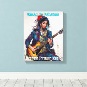 Aangepaste Rebel Girl Gitarist Art Inspirerend Canvas Afdruk (Insitu (Houten vloer))