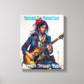 Aangepaste Rebel Girl Gitarist Art Inspirerend Canvas Afdruk (Voorkant)