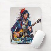 Aangepaste Rebel Girl Gitarist Art Inspirerend Muismat (Met muis)