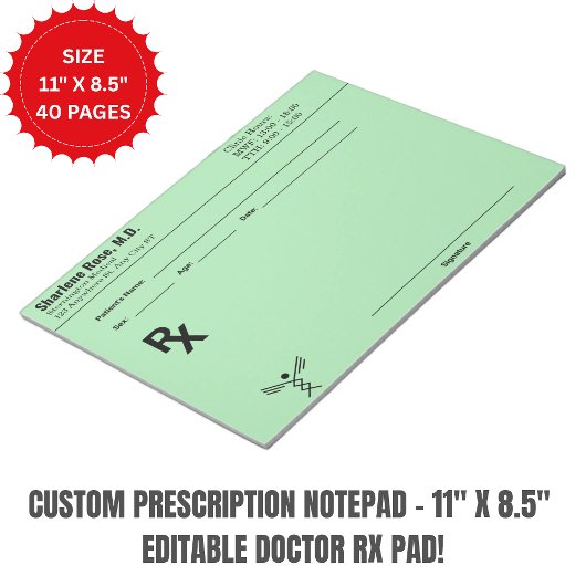 Aangepaste recept notitieblok – Bewerkbare dokter 