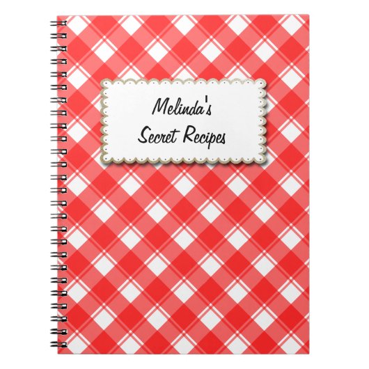 Aangepaste recept Notitieboek rood en wit geruite  (Voorkant)