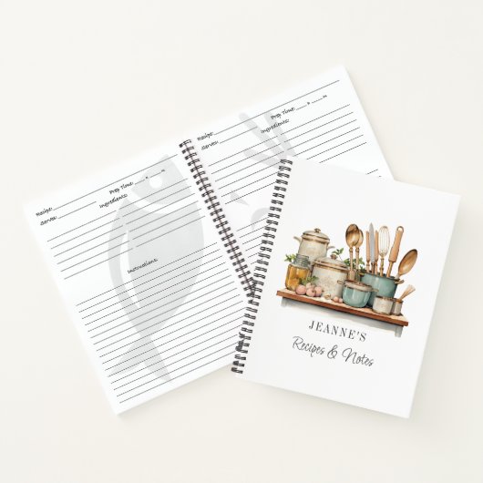 Aangepaste Recepten Pannen Kookgerei Keukenbenodig Notitieboek (Binnen)